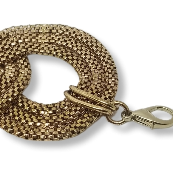VINTAGE GOLDTONE MESH CHAIN BRAIDED DESIGN STATEMENT BRACELET - Picture 6 of 7